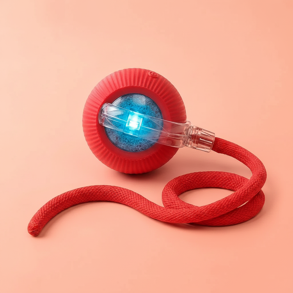 Mizusu Interactive Cat & Dog Toy - LED rolling ball with teaser tail